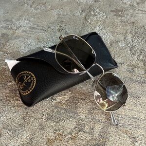 Ray-Ban Silver Hexagonal Flat Sunglasses